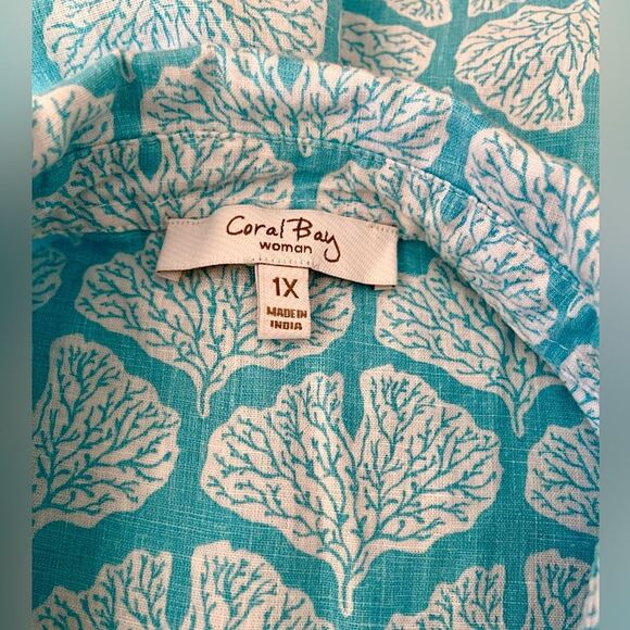 Coral Bay Linen Top Costal Beach Resort Wear Summer Woman XL - Picture 5 of 7